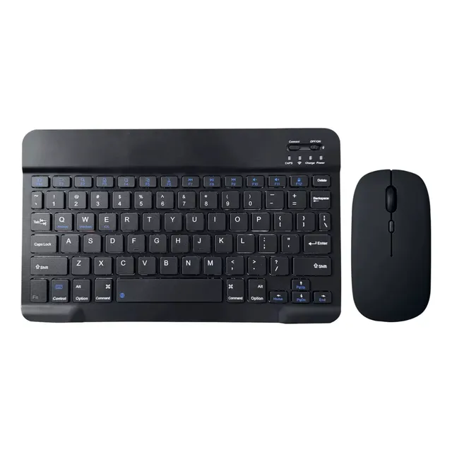 Combo Mini Teclado Y Mouse Bluetooth Recarga Portatil Plano