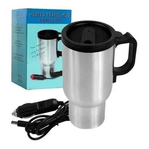Termo Calentador De Agua Cafe 12v Para Auto Color Plateado