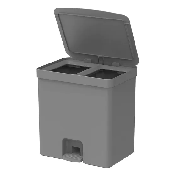 Papelera Plastica De Pedal 20l Doble Compartimiento Basurero