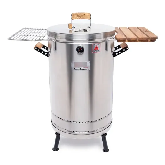 Parrilla A Carbon Asador De Barril Y Ahumador Grande Modelo Premium Acero Inoxidable In Grill