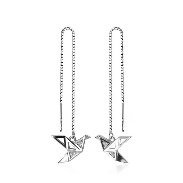 Aretes Colgantes En Plata 925 Diseño De Gaviota Para Mujer