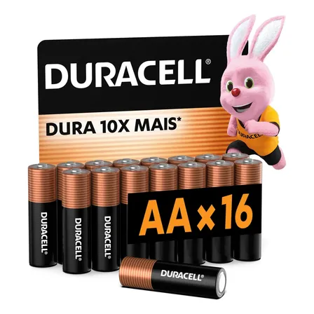Pilha alcalina aa Duracell com 16 unidades