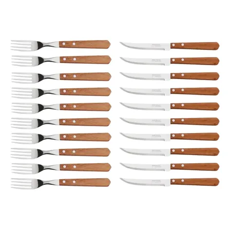 Kit 20 Pcs Cabo Madeira Martinazzo (10 Garfos/10 Facas) Madeira
