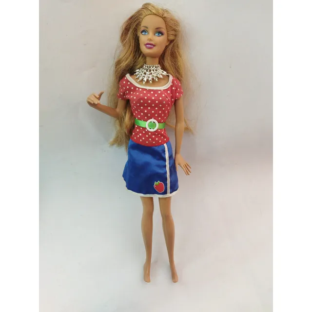 Barbie Maestra Vestido Azul Blusa Lunares Mano Pose 2008