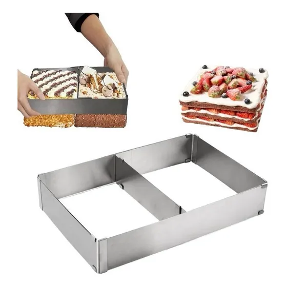 Forma Retângular Para Bolo Confeiteiro Com Divisória Inox