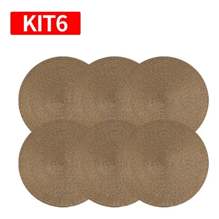 Kit6 Jogo Americano Redondo Sousplat Mesa Posta Cozinha