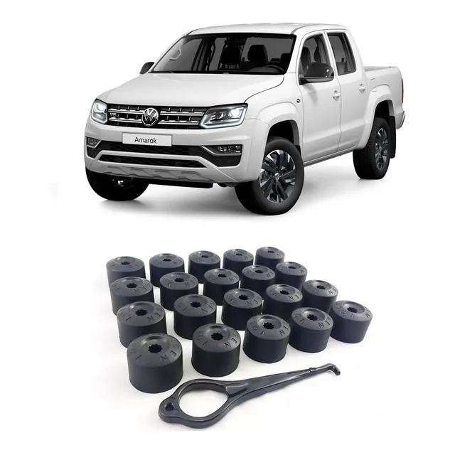 Kit 25 Tampas Parafuso Roda Vw Amarok Modelo Original Preto