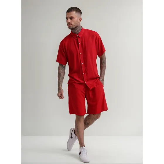 Conjunto Masculino Camisa Praia E Short Verão Moda Praia