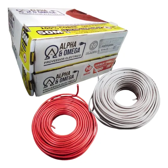 Cable Eléctrico Calibre 10 Cobre 100% Thw 50mts Rojo/blanco