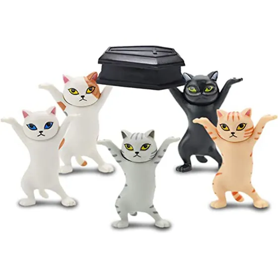 Set 6 Figuras Gatos Soporte Audífonos , Lápiz , Aros, Anillo