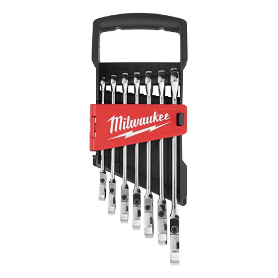 Set Llaves Combinadas Con Crique Milwaukee 7 Pieza 4822-9529 Color Gris