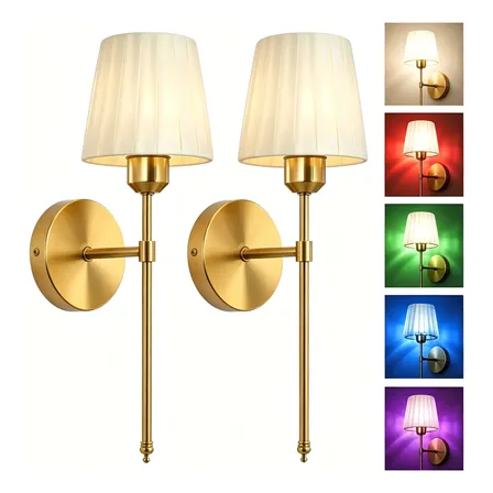 Kit 2 Arandela Dourada Tecido Recarregável Rgb 127/220v Dourado