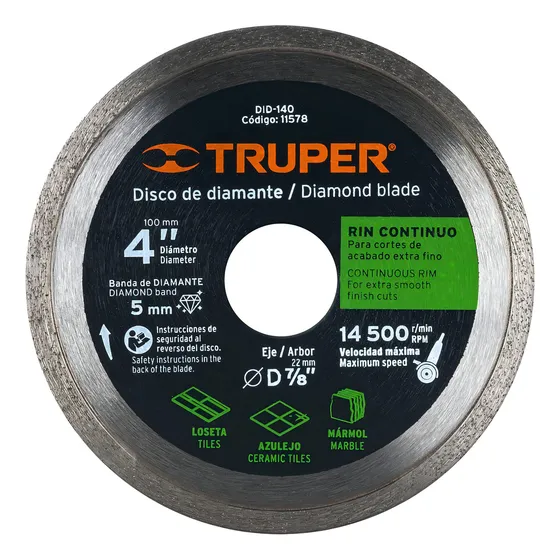 Disco 4'' Diamante Corte Loseta Azulejo Marmol Truper 11578