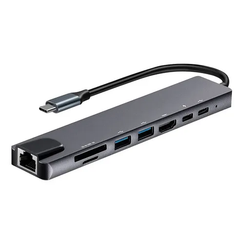 Apadtador Hub Usb C Pc Mac 8 En 1 Multifuncion Hdmi Usb 3.0 Variantes: Unico