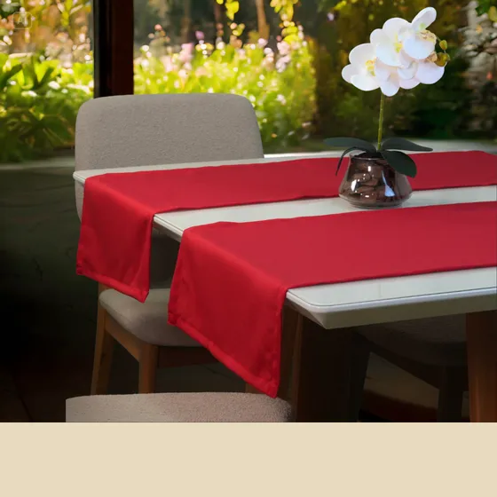 Kit 2 Caminhos Trilho De Mesa Oxford Liso 130x40cm Cores