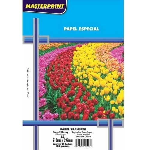 Papel Transfer Para Tecido Claro 160g A4 Masterprint 5 Fls