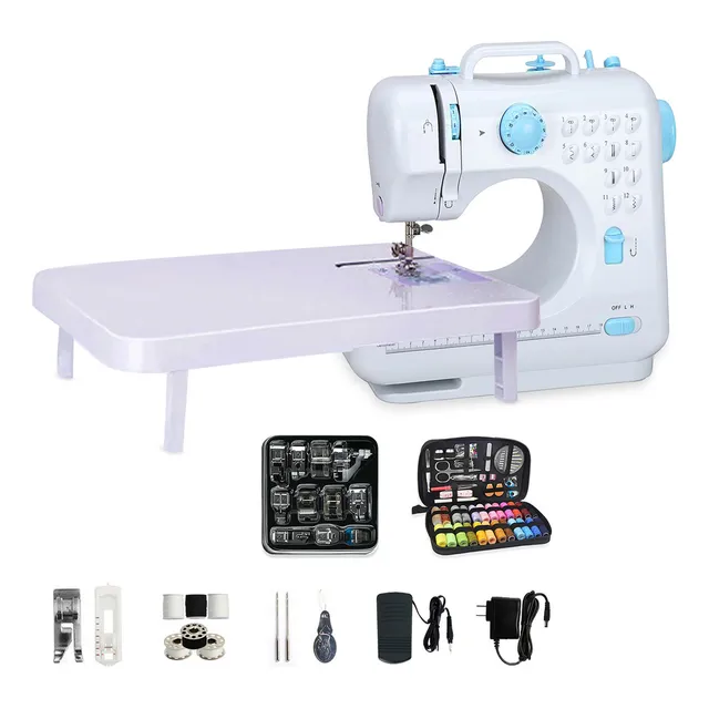 Mini máquina de coser portátil Genérica portable color blanco/azul