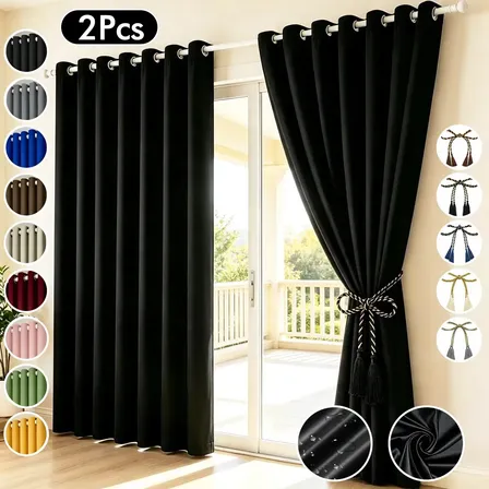 Cortina Blackout Para Ventana 214x160cm 2pzs Habitacion Sala Negro ARTROLIN