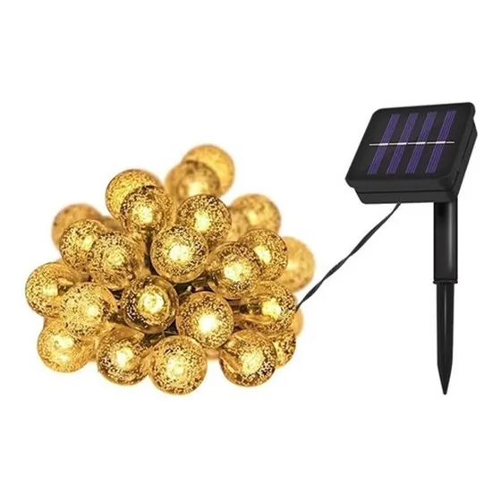 Solar Pisca-pisca 50 Bolas Led Solar Natal Luz Branco Quente