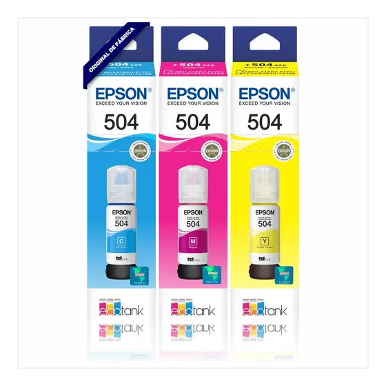 Kit 03 Cores Tinta Epson L6161 L4150 L4160 L6191 L6171 T504 