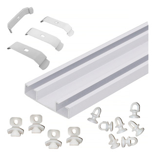 Trilho Duplo 400x.049cm De Alumínio Branco Trilho Duplo 400x.049cm De Alumínio Branco