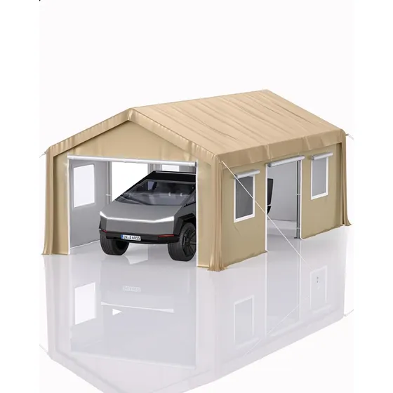 Cochera Portátil Impermeable 10x20 Pies Color Caqui