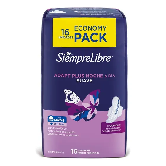 Toallas Femeninas Siempre Libre Adapt Plus Noche & Día Suave