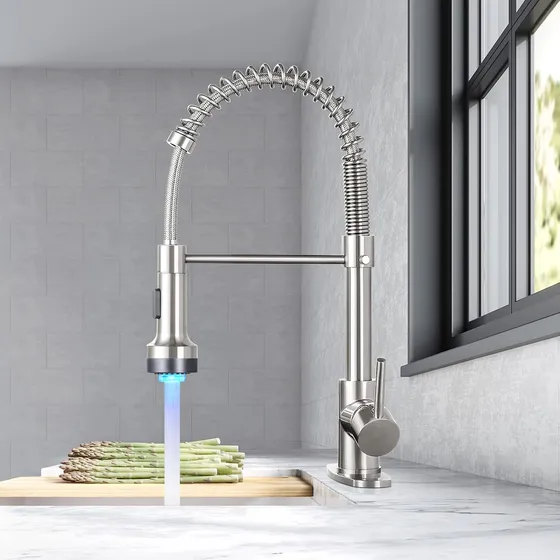 Llave Griferia  Extensible  Lavaplato Cocina Luz Led