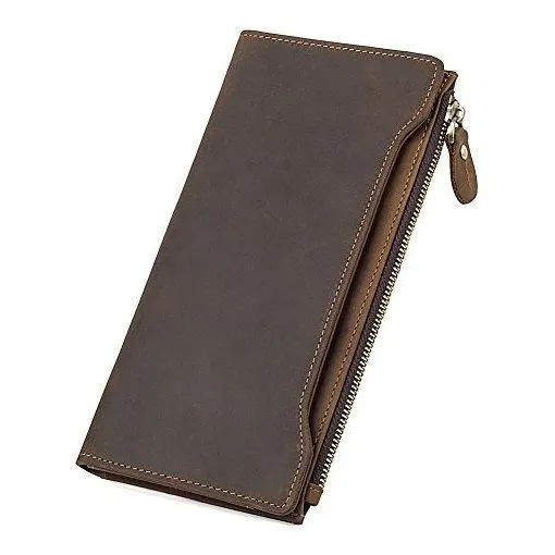 Genda 2archer Hombre Vintage De Cuero Genuino Largo Xc4ys