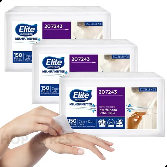 Papel Toalha Kit 3un Excelence Interfolha C/450 Folha Tripla