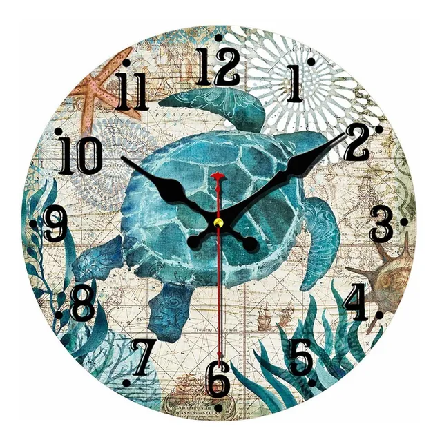 Reloj Pared Tortuga Marina Silencioso 10  Para Sala Estar