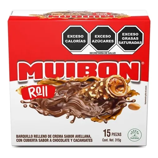 Nutresa muibon roll barquillo relleno de chocolate 15piezas 315g