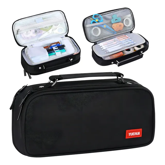 Estuche Para Lápices 24cm 5 Capas Escolar Colores Negro Simuky