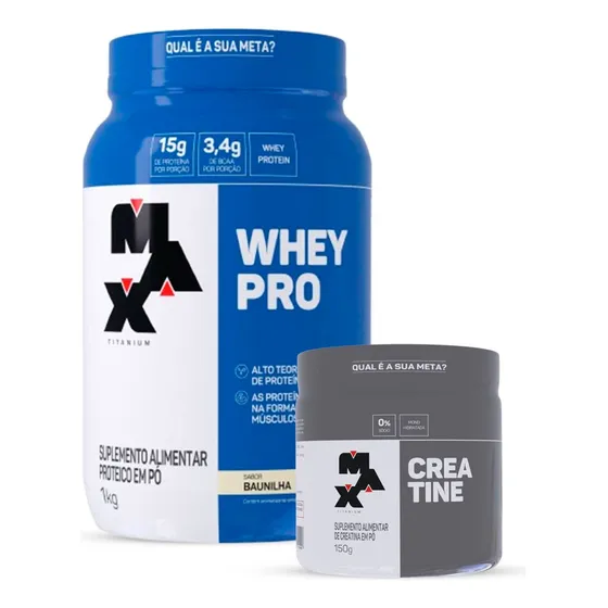 Combo Whey Pro 1kg E Creatina 150g Da Max Titanium