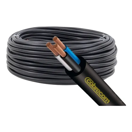 Cabo Elétrico 3x4mm Flexível Pp 3 Vias 4mm Rolos Com 50m Cor da cobertura Preto