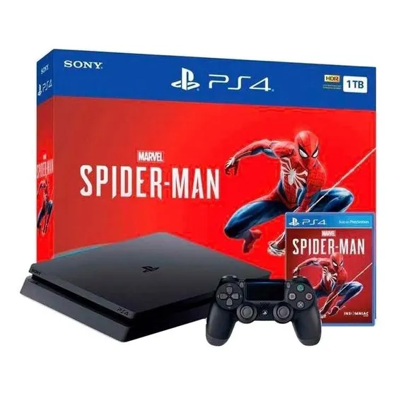 Sony PlayStation 4 Slim 1TB Marvel's Spider-Man Bundle cor preto onyx 2020
