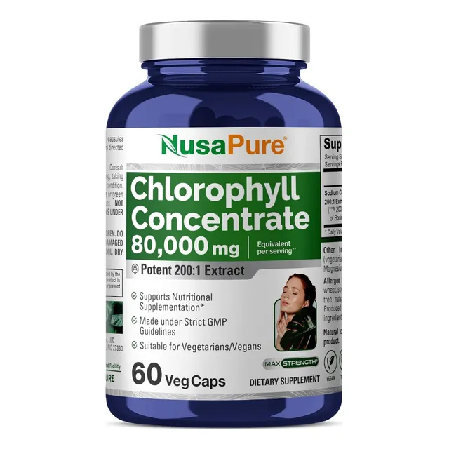 Clorofila Concentrada 80000 Mg Nusapure 60 Cápsulas Sin Sabor