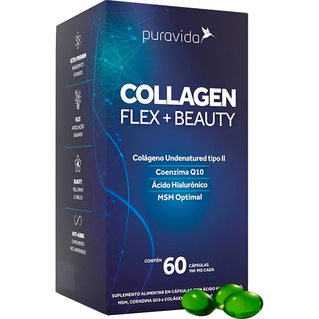 Collagen Flex Beauty Pura Vida Colágeno Tipo 2 + Coq10 + Msm