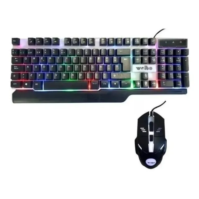 Kit de teclado y mouse gamer Weibo WB-550 Español España de color negro