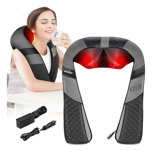 Sejoy AMY-P1 Masajeador Eléctricos De Cuello Y Espalda Hombro Cintura Shiatsu Con Calor Tejido Pro Gris