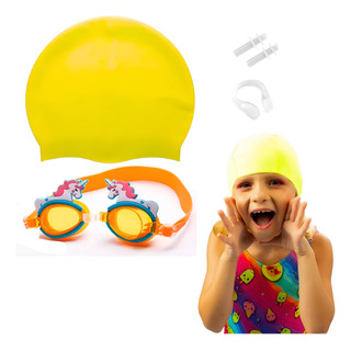 Kit Natação Infantil Touca Óculos Uv Protetores Personagens Kit Natação Infantil Touca Óculos Uv Protetores Personagens