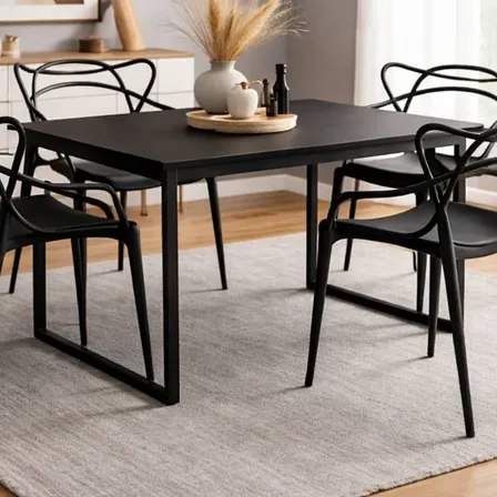Conjunto Mesa De Jantar Mdp 4 Cadeiras Allegra Reforçado Preto