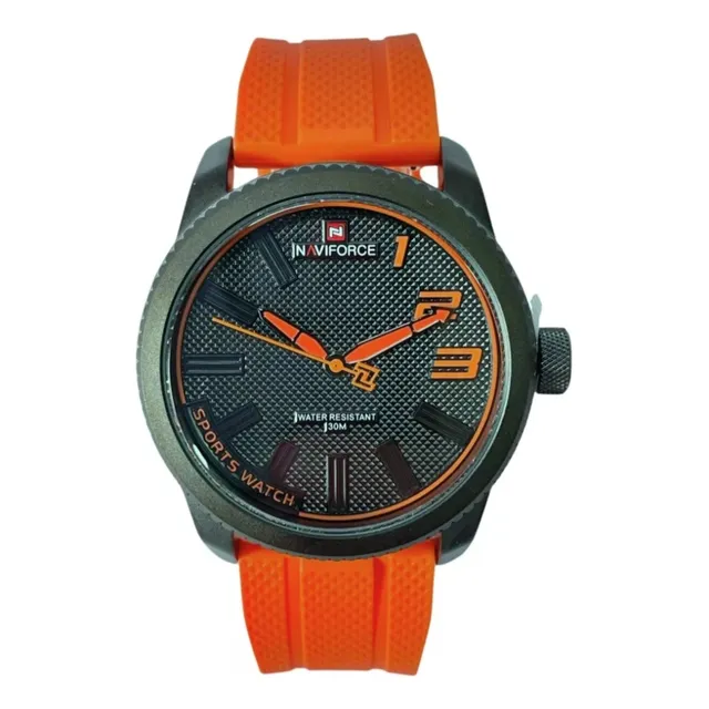 Reloj Naviforce Deportivo Correa De Silicón Naranja 