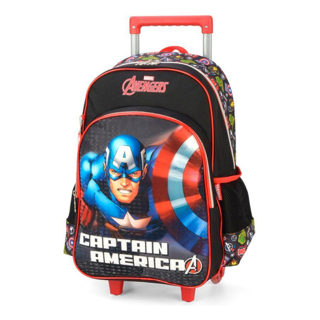 Mochila Carrinho Vingadores Capitão América Preto Luxcel Mochila Carrinho Vingadores Capitão América Preto Luxcel