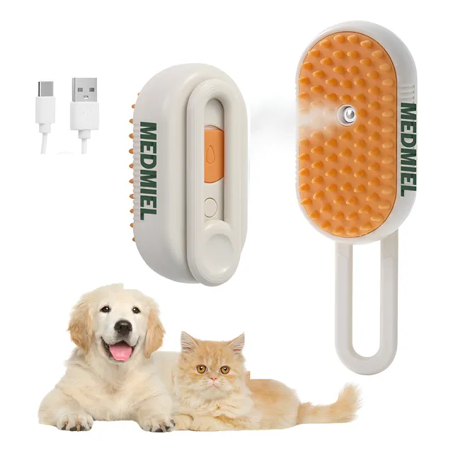 Cepillo De Vapor Medmiel Mascotas Perros Gatos Peine Masajes