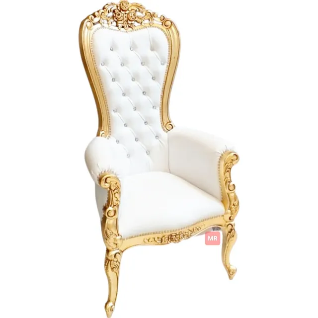 Sillón Luis Xv Vintage Trono Para Boda Decoración Cumpleaños Dorado Liso