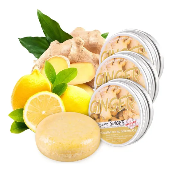 Starhig Ginger Hair Regrowth Shampoo Bar, 3 Piezas, Orgánico