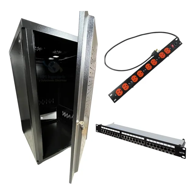 Gabinete De Piso 29ru + Multitoma 8 Salidas + Patch Panel 24
