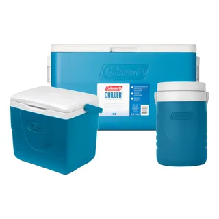 Combo Hielera Coleman 48 Qt/ +  Hielera 9 Qt + Termo 1 Galon Azul Petróleo
