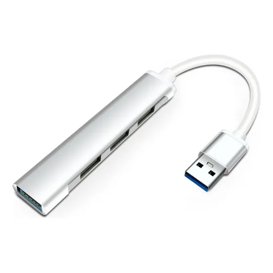 Hub Aluminio Usb 3.0 Multiplicador 4 Puertos Alta Velocidad Color Plateado